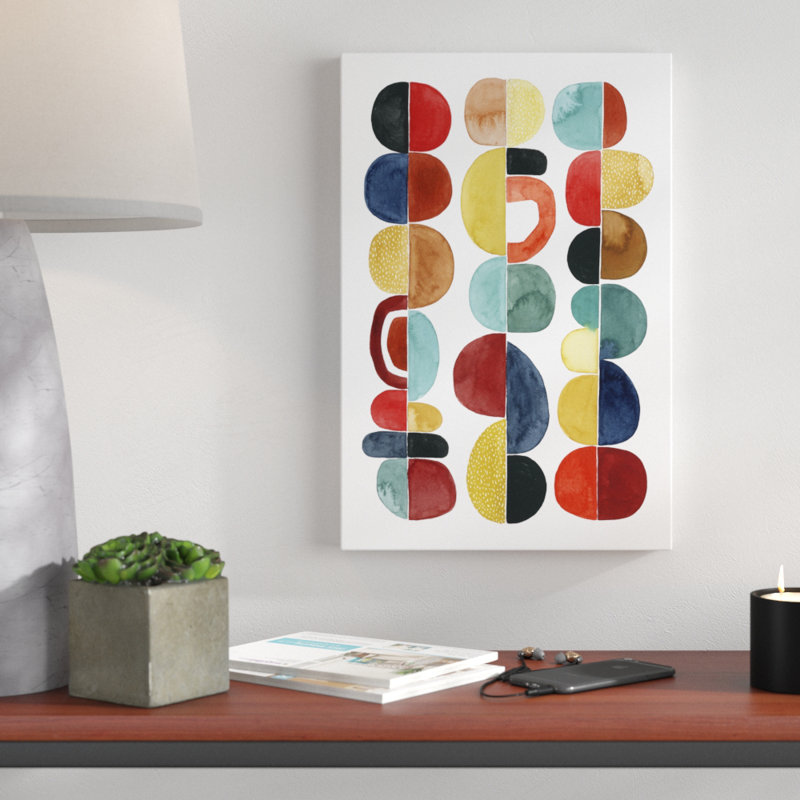 «Midcentury Sunrise II», peinture sur toile, H 18 po x l 12 po