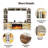 98" TV Stand with Electric Fireplace and Glass Cabinet, Adjustable Shelves & Cable Holes,  Farmhouse Wall Unit Entertainment Center With 3-Sided Electric Fireplace TV Stand For Tvs Up To 75", White-2049761467