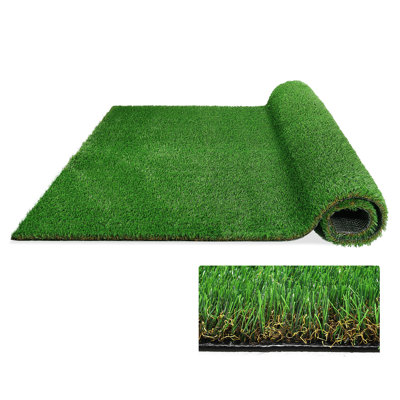 Tapis de couloir artificiel d'extérieur en gazon synthétique de 6,5 pi x 13 pi, tapis de jardin en peluche réaliste, épais et réaliste