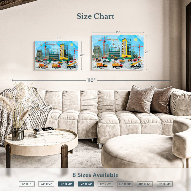 Tableau des chantiers Ashelle, H 20 po x l 30 po