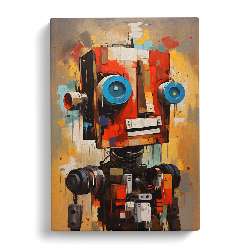 Robot Gestural Art - Wrapped Canvas, 60cm H x 40cm W x 3cm D