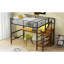 Full Size Metal Loft Bed, Desk, Storage Staircase, Small Wardrobe, Colourful Led, Stable, Fashionable-1704634177