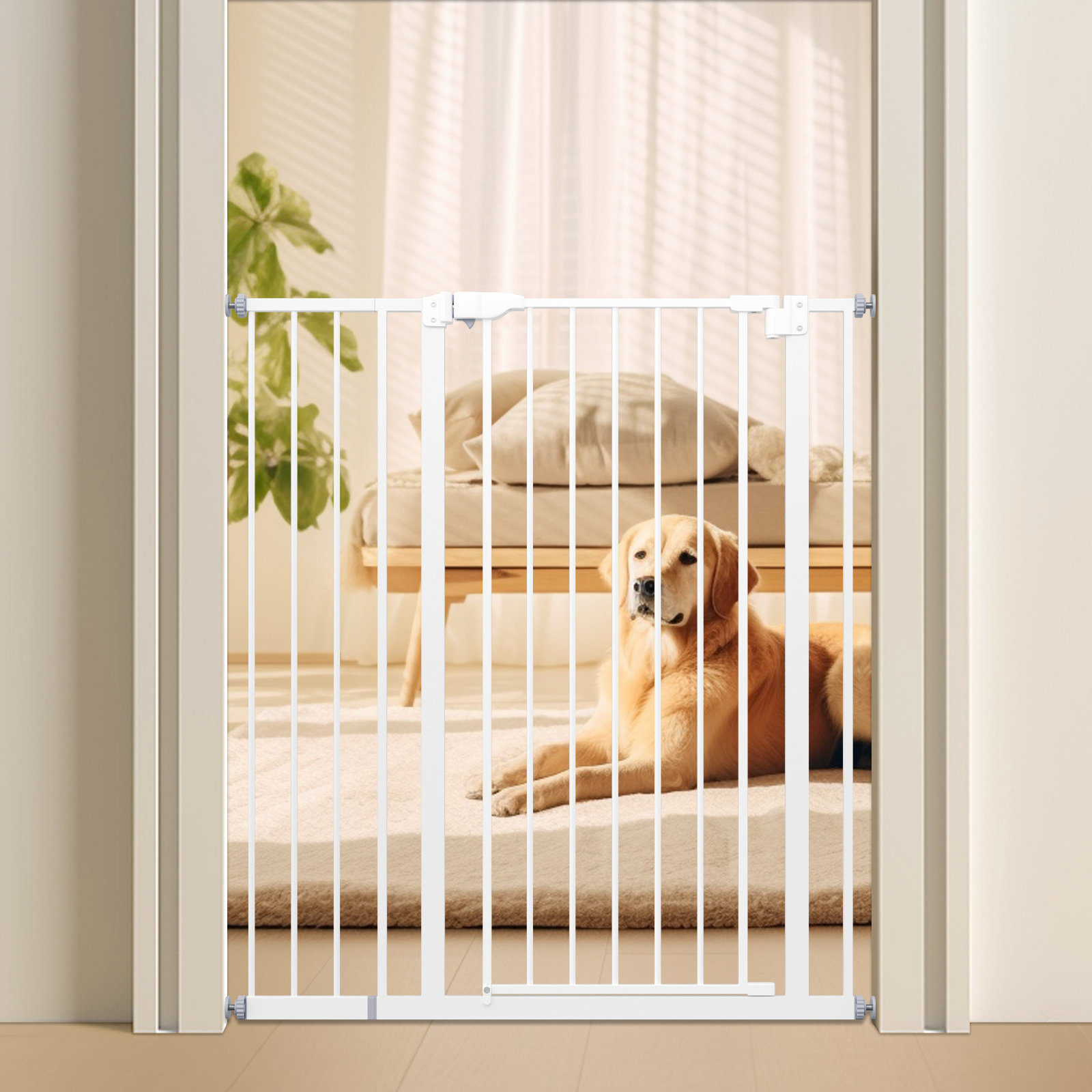 Ebern Designs Berthold Metal Pressure Mounted Pet Gate With Door 