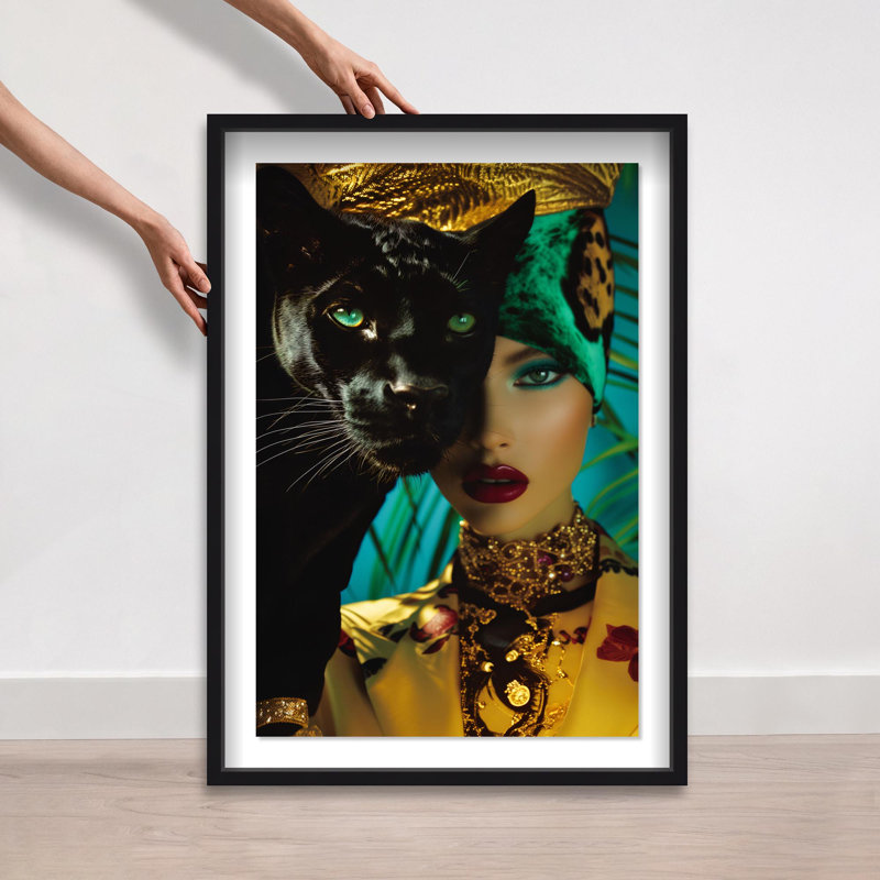 Oliver Gal Here Kitty Kitty Fashion and Glam - Glitter Framed Shadowbox Art, Black, 37.5" H x 25.5" W
