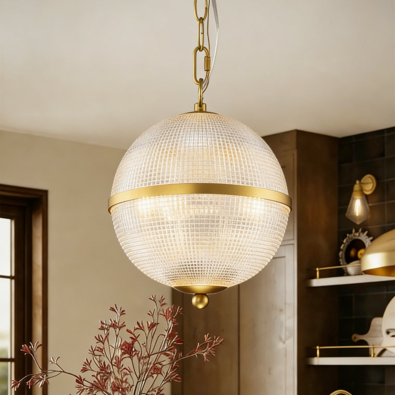 Luminaire suspendu pour îlot de cuisine 1 lumière en verre