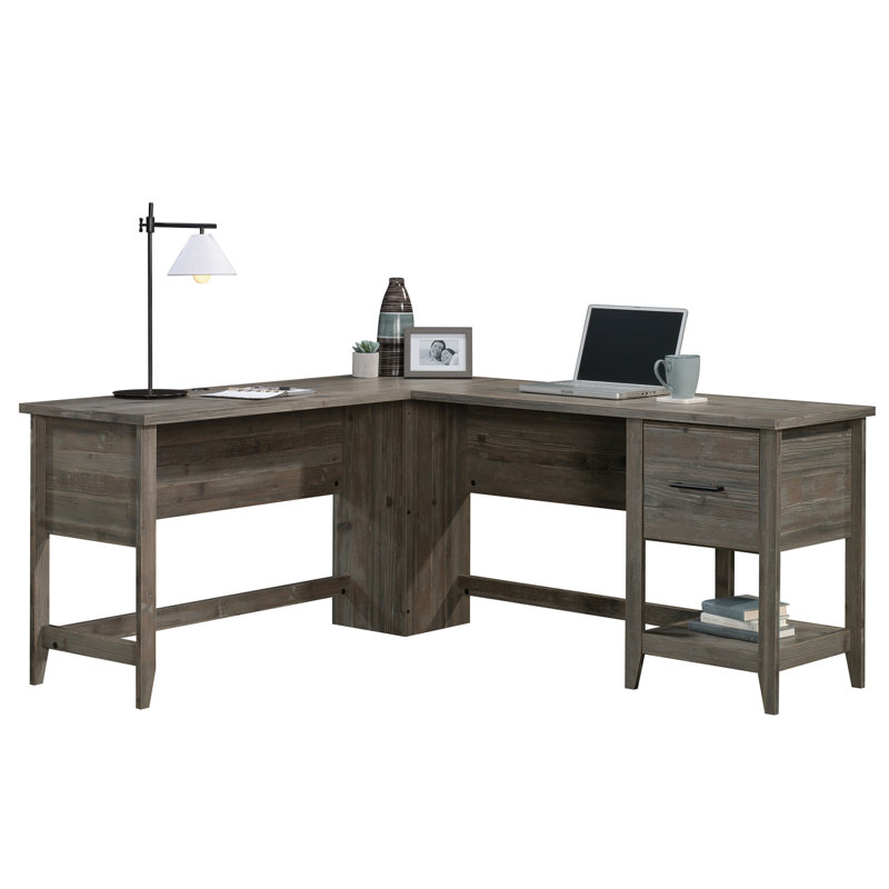 Bureau en L, finition brune