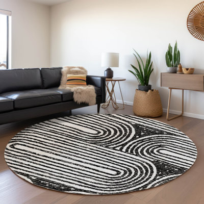 Premium Machine Washable Cerrito AMF540 Black Rug