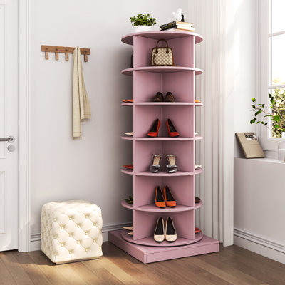 L'armoire de rangement rose à 6 compartiments de rangement pour chaussures à 360 couches, peut contenir 24 paires, permet de garder la maison bien rangée et placard organisé - 6 couches, peu encombrante, convient à un assemblage sans effort