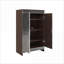 Armoires | Armoire de rangement à chaussures moderne à double porte avec miroir, finition noyer, bordure argentée brossée | Contemporain | Hall d'entrée