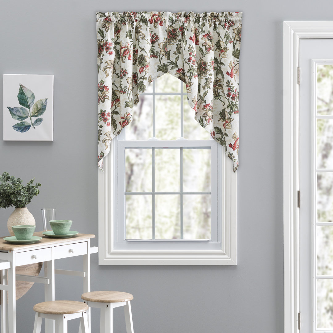 Tania Floral Swag 56'' W Window Valance (Set of 2) Rosalind Wheeler 