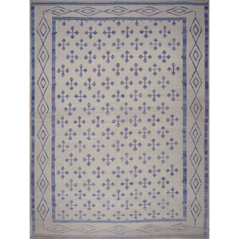 Geometric Area Rug in Blue/Beige