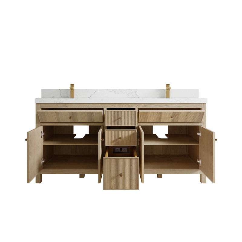 Ensemble de meuble-lavabo double 72 ", Calacatta Nuvo