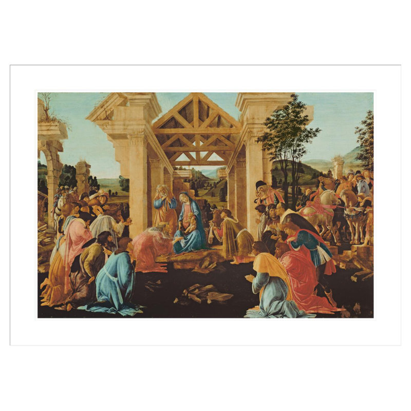 «The Adoration of the Magi» par Sandro Botticelli - Estampe numérique encadrée, H 30,31 po x l 41,5 po