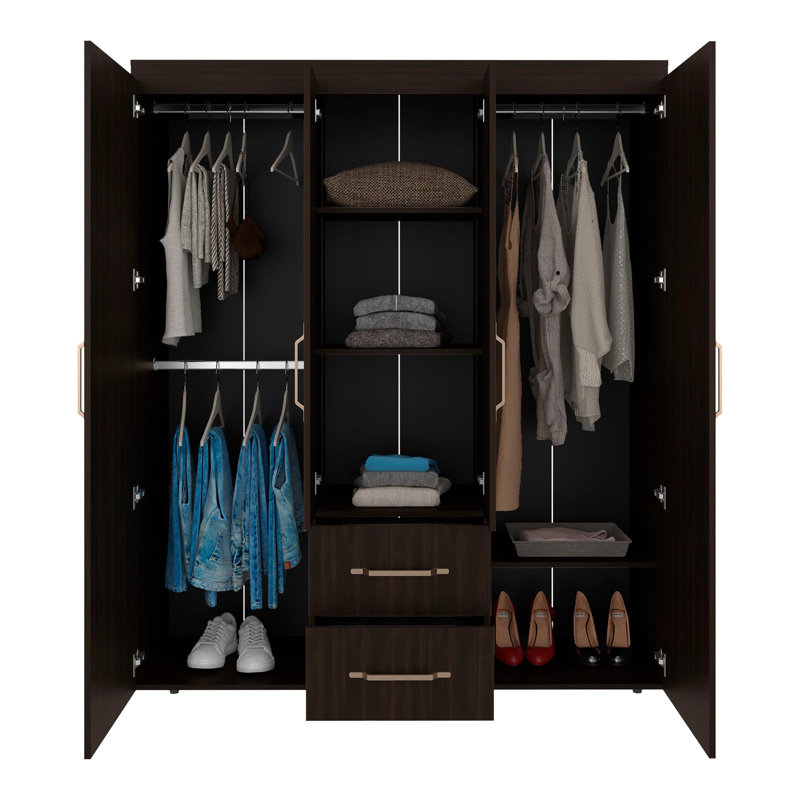 Stained Walnut 4-door Wardrobe