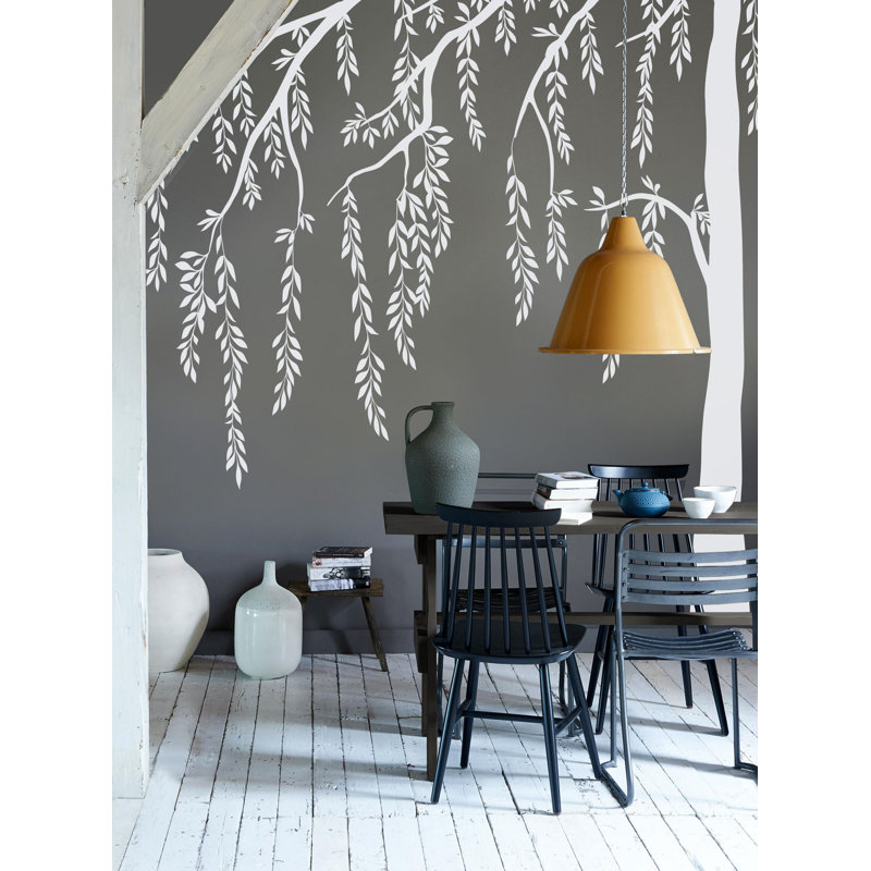 Décalcomanie murale arbre à willows feuilley weeping, Blanc