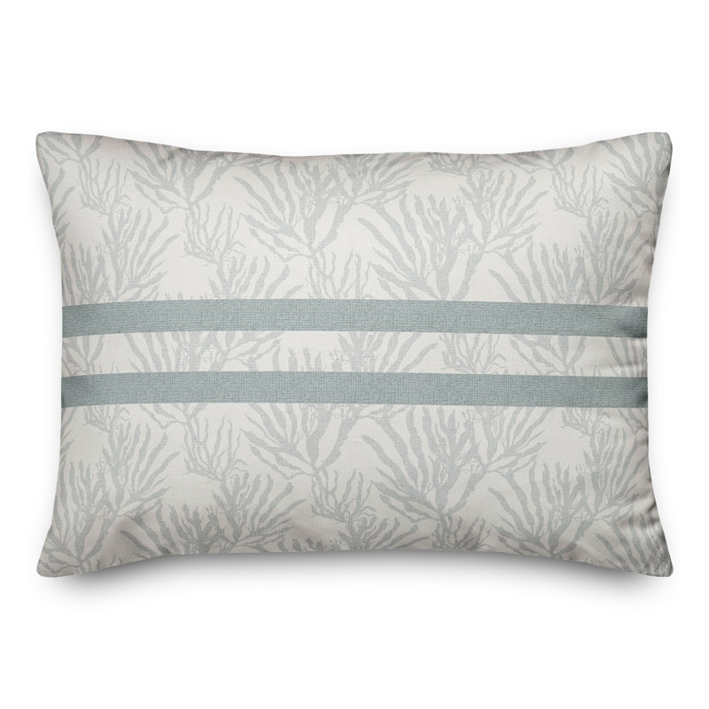 Blue and White Striped Square Reversible Throw Pillow