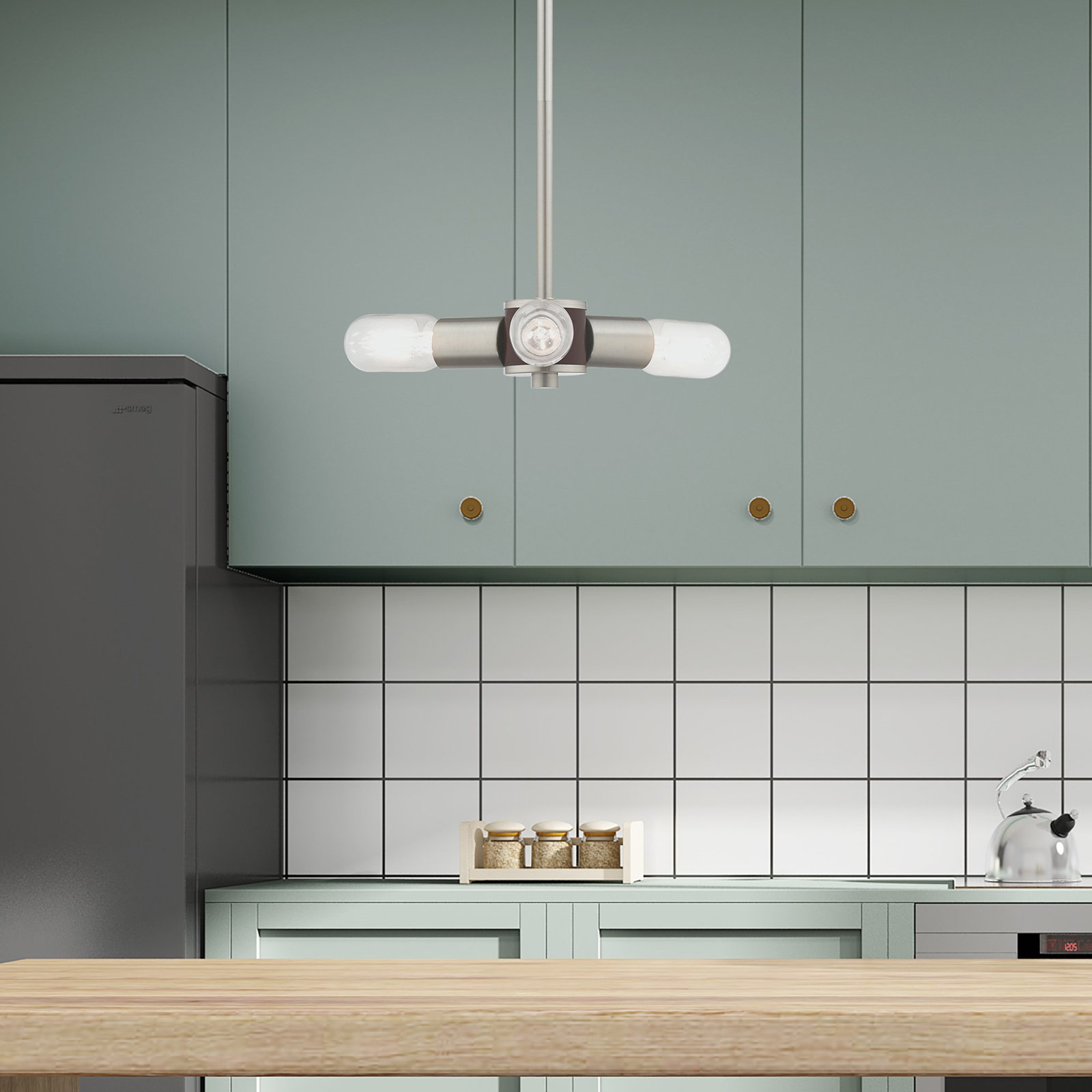 Martella 3 Light Dimmable Pendant, Brushed Nickel