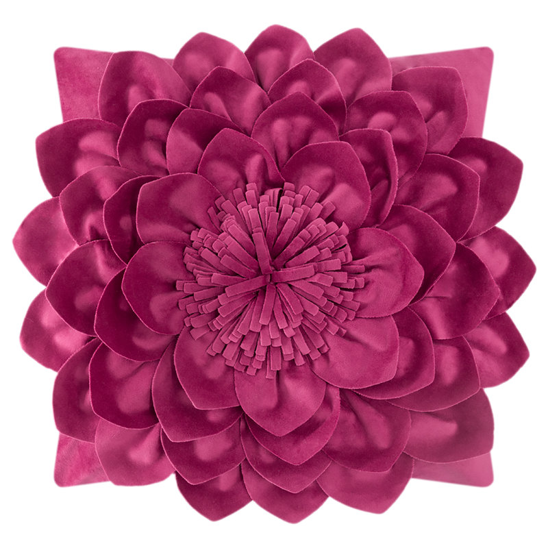 Appliqued Velvet Pillow Cover, Rose Red