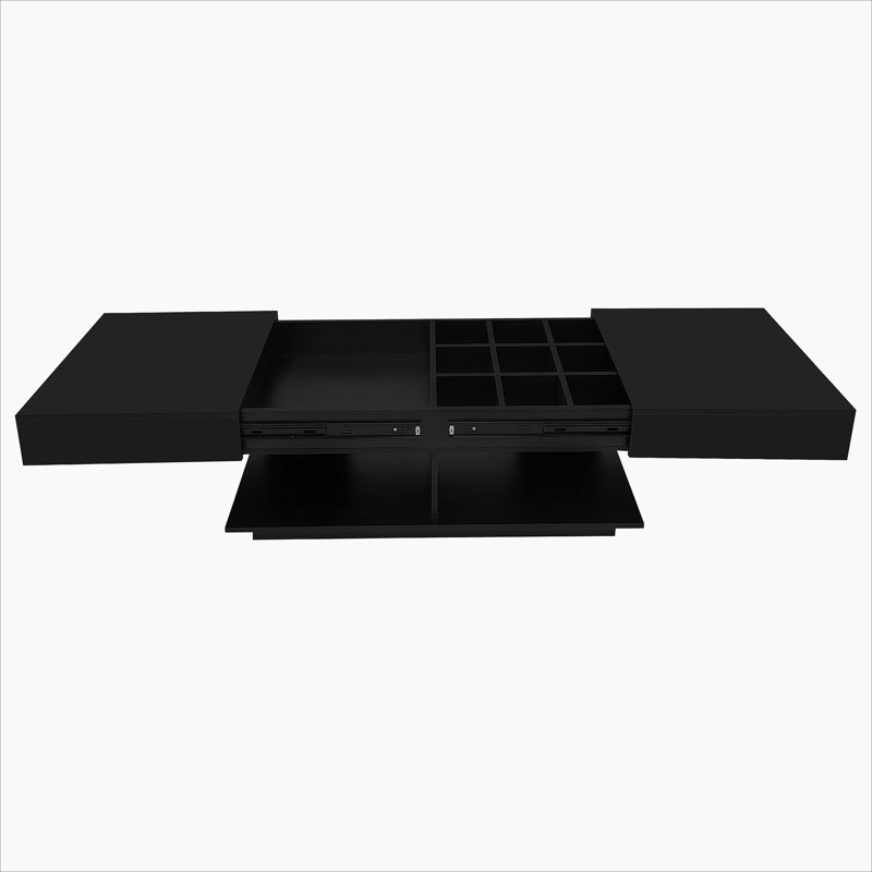 Table basse avec rangement et lumières DEL, Noir