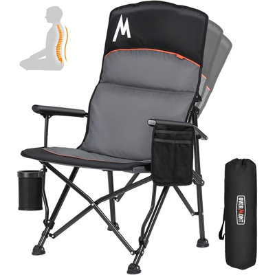 Overmont 40.6''H Oversized Folding Camping Chair with Lumbar Support – High Back, Heavy-Duty 450 lbs, Portable for Outdoor, Lawn, Patio & Balcony