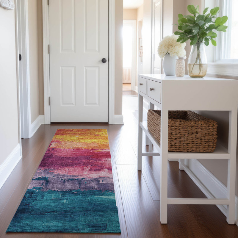 Premium Machine Washable Elize AMF1473 Abstract Rug, Runner 2'3" x 7'6"