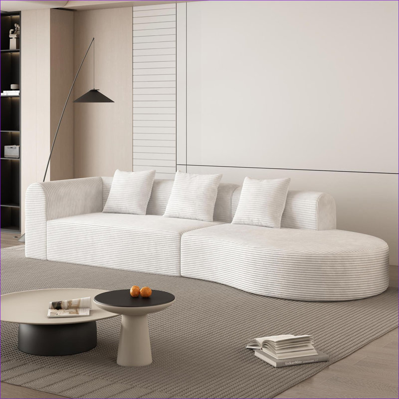 Canapés modulaires | Très grand canapé modulaire en velours côtelé de 123 po Modern Modern