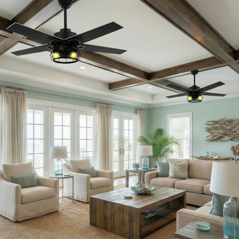 52 Inch Ceiling Fans With Lights And Remote, Reversible, Noiseless, 3 Wind Speeds, Ceiling Fan For Bedroom Living Room, Indoor/outdoor Use