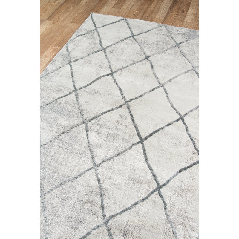 Tapis gris à motif géométrique Northwick, Rectangle 2 pi x 3 pi