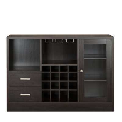 Finish Wine Display Unit With Corkscrew Holder - Convenient Accessory Storage Doors Protecting Your Collection