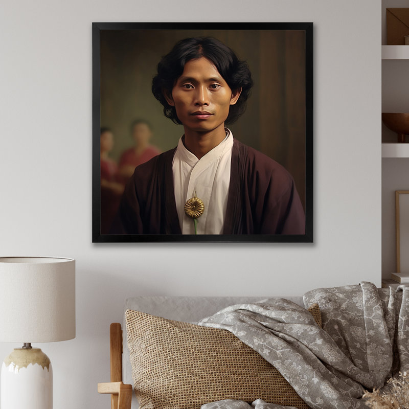 Portrait d'un jeune Indien noble, Cadre simple noir, H 16 po x l 16 po x P 1 po