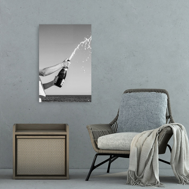 «Champagne Celebration Spray», art mural contemporain abstrait océanique, H 36 po x l 24 po