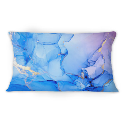 «Mauve et bleu», encre fluide I - Coussin décoratif imprimé moderne 1