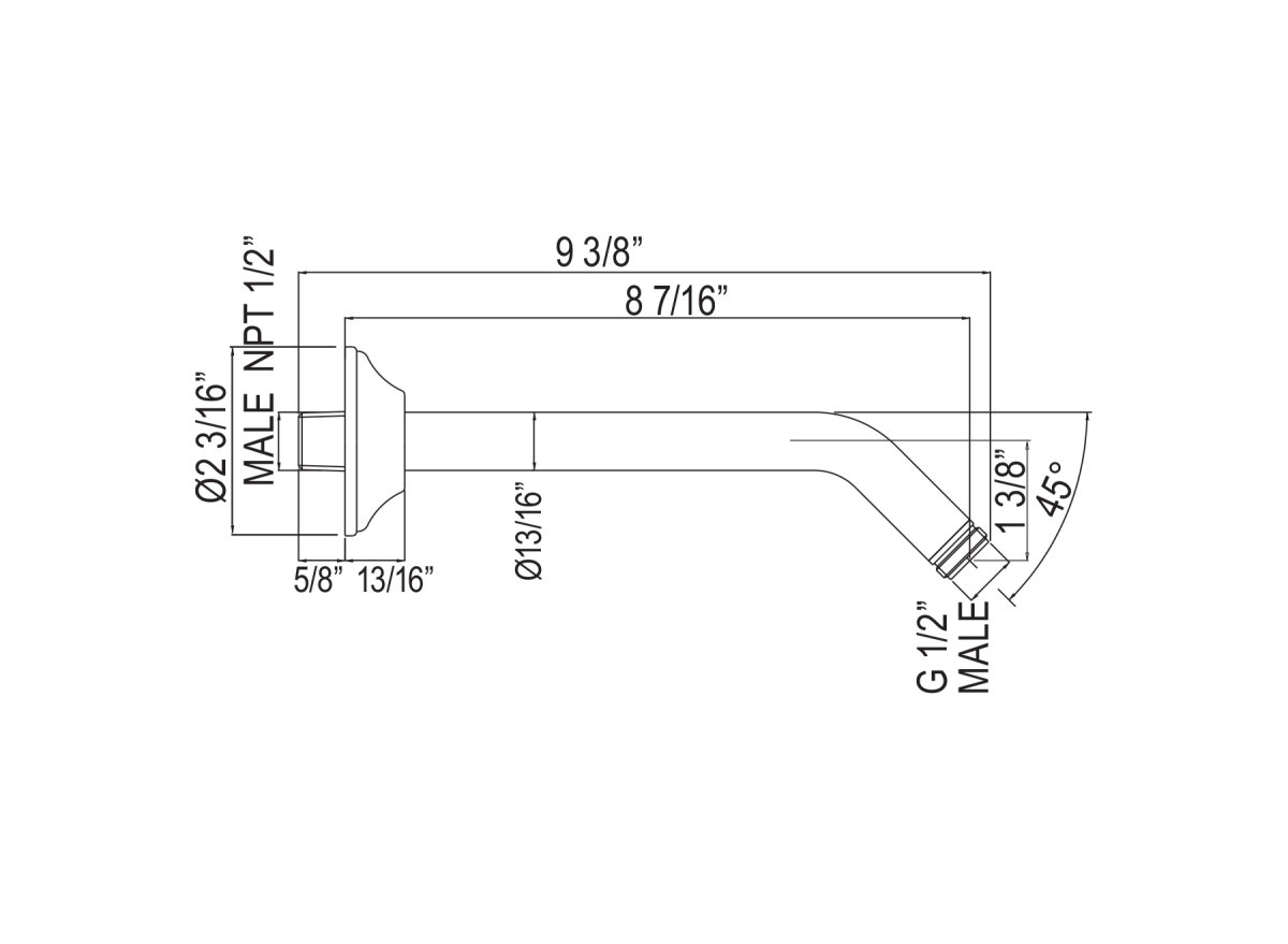 9" Wall Mount Shower Arm, Satin Nickel