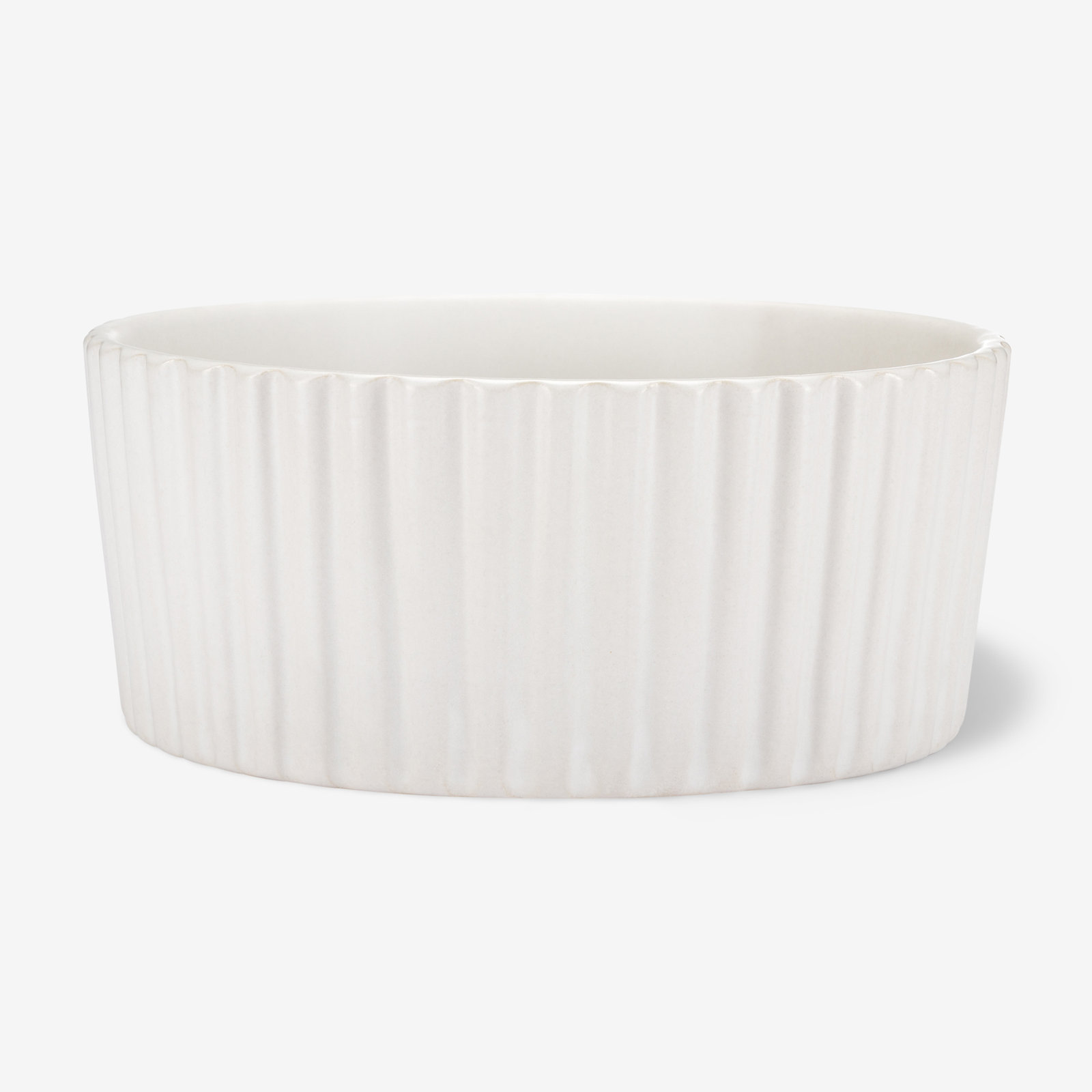 Ripple Ceramic Dog Bowl, White, Medium