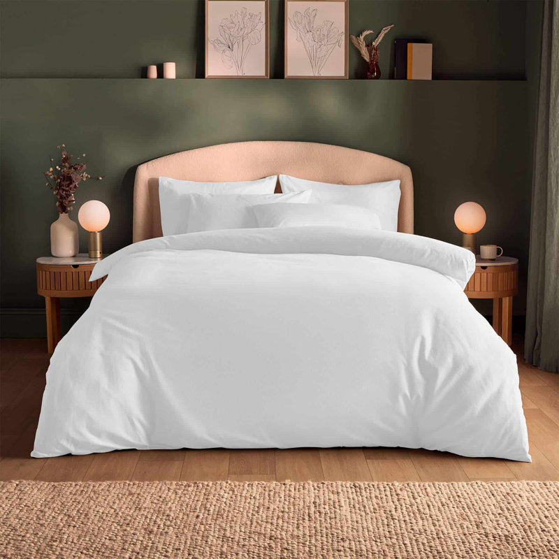 Silentnight Brushed Cotton Duvet Set, King Duvet Cover Set + 2 Standard Pillowcases, White