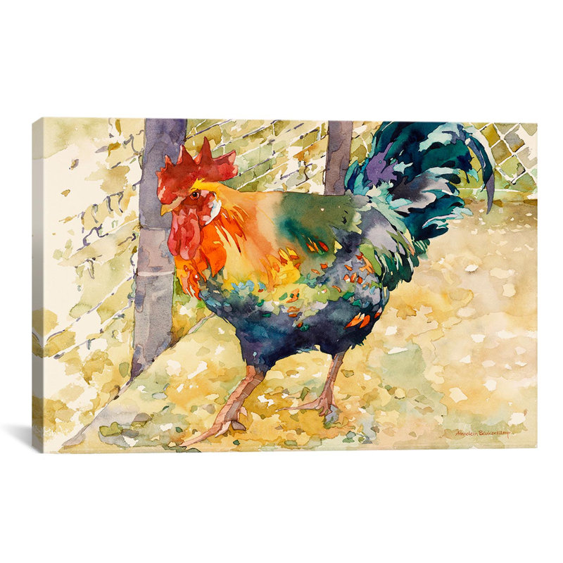 «Colorful Rooster», reproduction, H 8 po x l 12 po x P 0,75 po, Toile