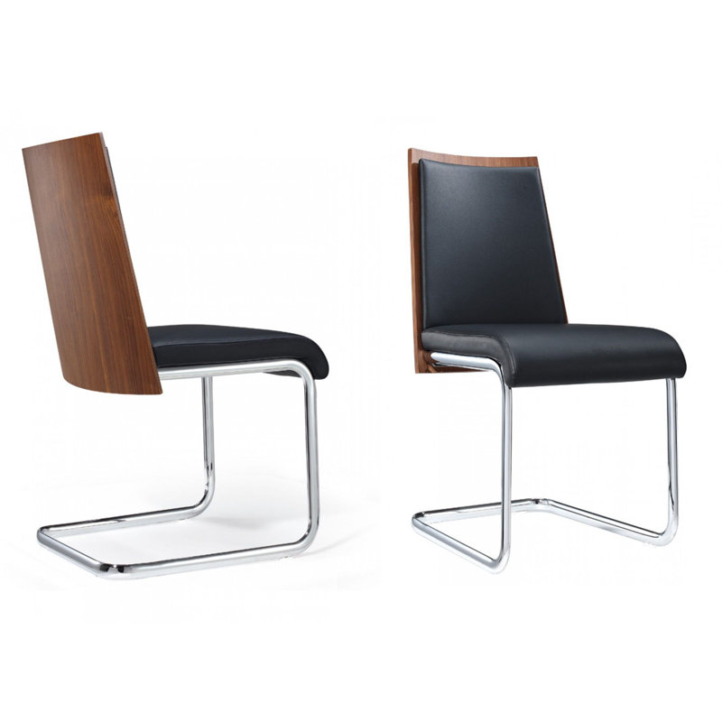 Oman 19'' H Faux Leather Upholstered Side Chair, Black