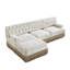 Canapé modulaire beige en velours 3 places avec dossier capitonné, jupe à pampille et repose-pieds-1626581956-1626581952