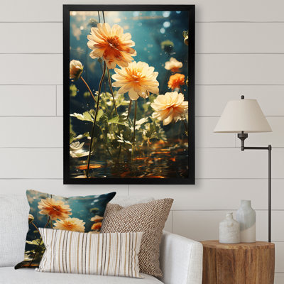 Fleurs de Zinnias jaunes et vertes II