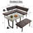 3-Piece Mdf Top Dining Table Set 47.2 In. Rectangle Table, 1  Sofa Corner Bench And 1 Bench-1253167179-1270367481