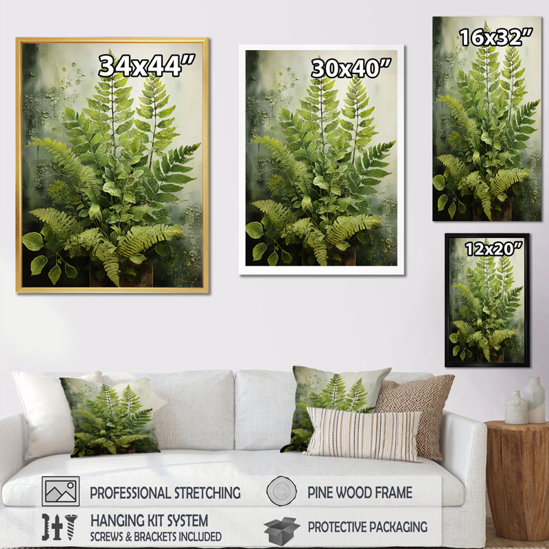 Yosgarth Ferns Plant Timeless Elegance IV sur toile, H 40 po x l 30 po x P 1,5 po, Cadre photo noir