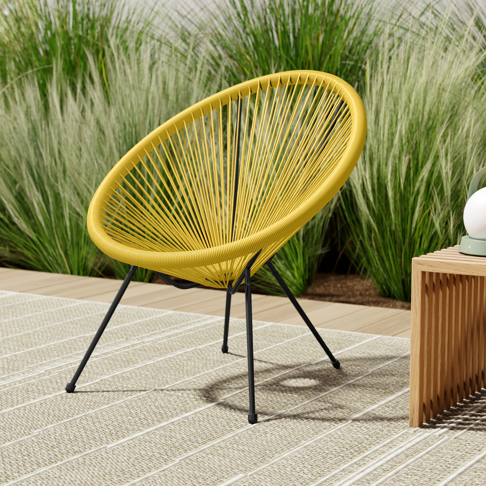 Outdoor Hammock Weave Patio Chairs (Set of 2), Yellow