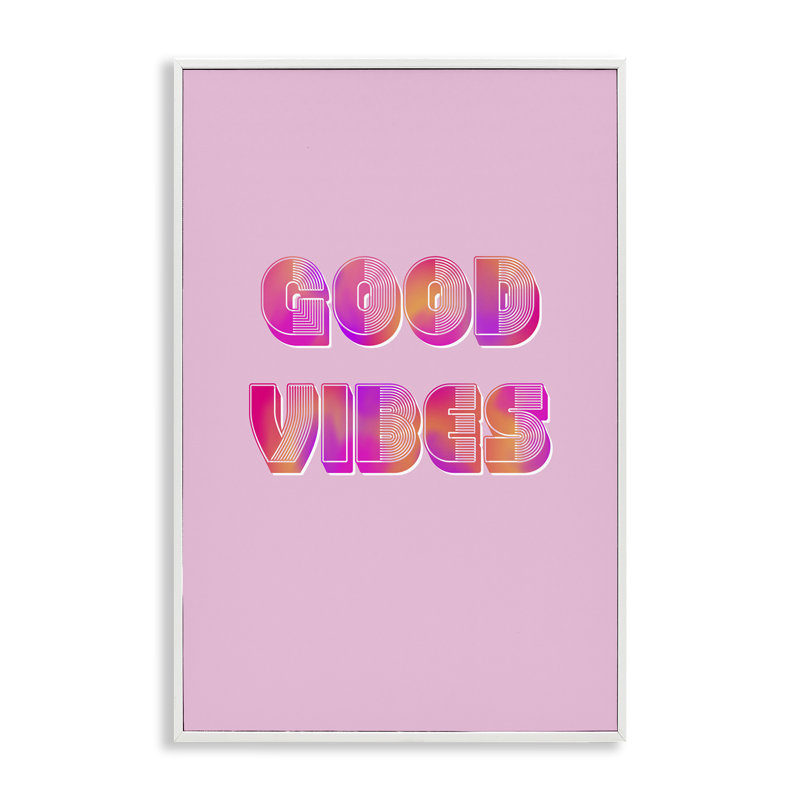 Rose et orange rétro Good Vibes, giclée encadrée, design par Pooja Dave, H 30 po x l 20 po