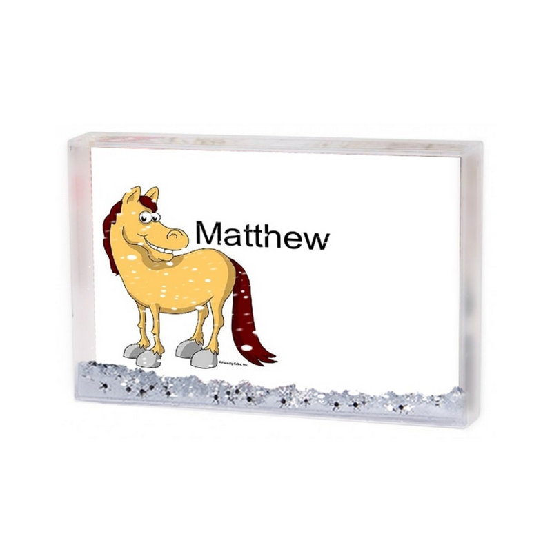 Cadre de boule à neige Pony personnalisé, H 2,5 po x l 3,75 po x P 1 po, Oui