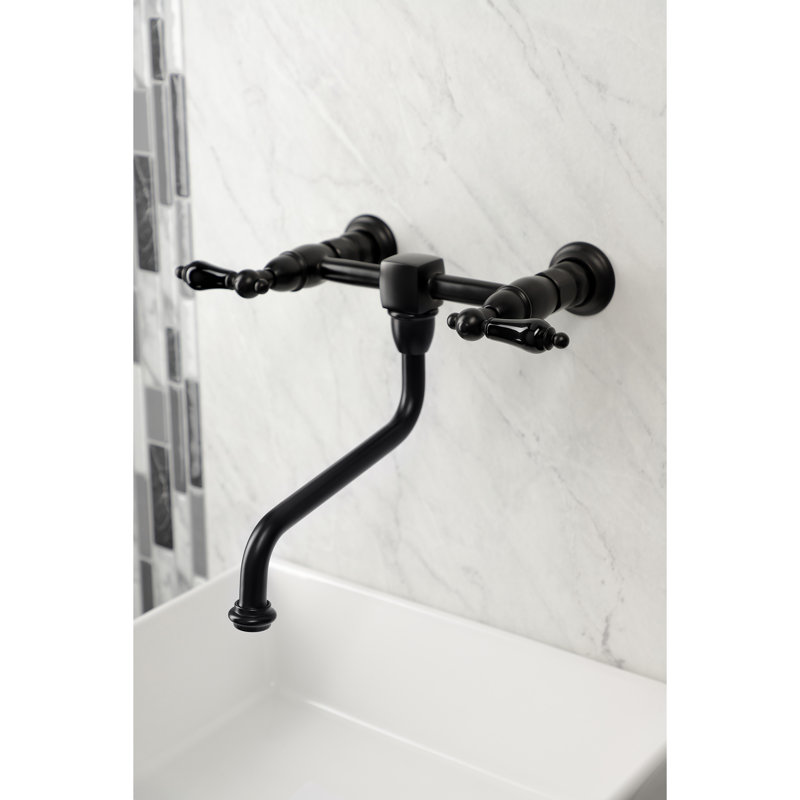 Robinet de salle de bain mural 2 trous Kingston, Noir mat