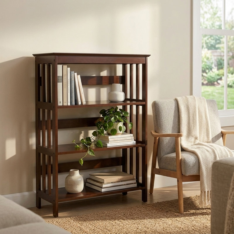 Nicks Solid Wood Bookcase, Espresso