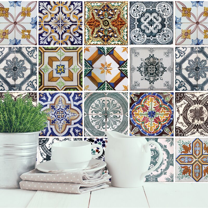 Ebern Designs Abstract Non-Wall Damaging Tile Decal & Reviews | Wayfair
