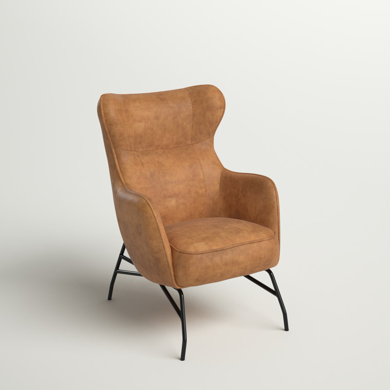 Colm Faux Leather Wingback Chair, Tan