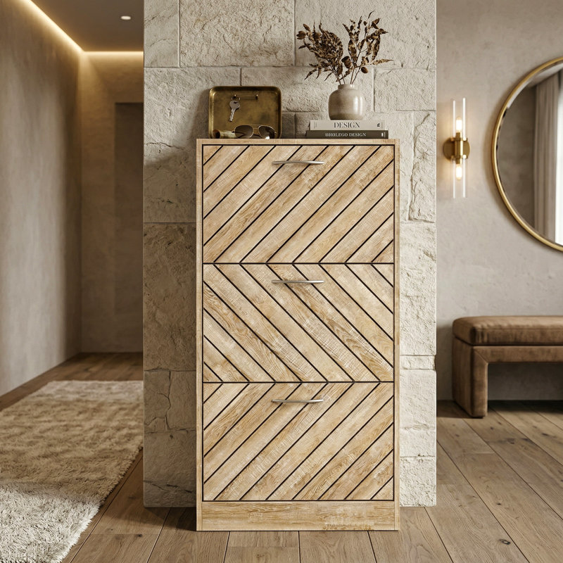 Armoire à chaussures avec 3 tiroirs, Brun