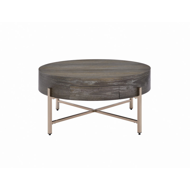 Table basse brun clair et champagne